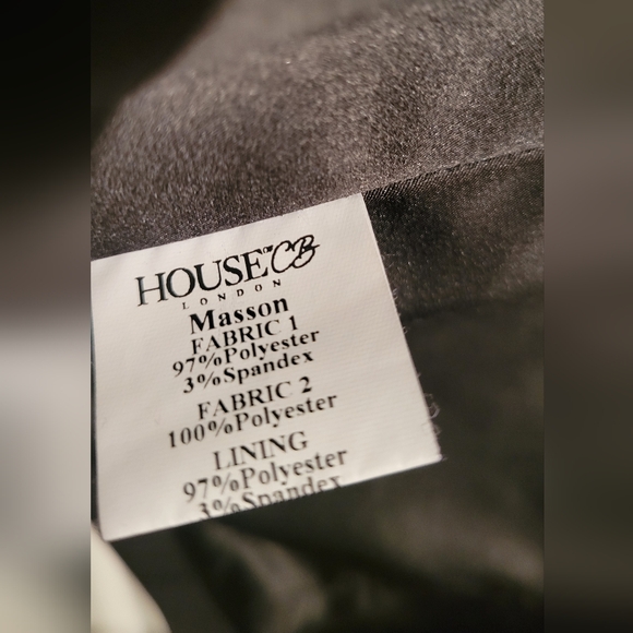 House of CB Masson Black Satin Trim Blazer Suit Jacket sz L - Picture 6 of 7